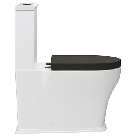 Fienza Lillian Tornado Back To Wall S Trap 160-230mm R&T Flush Gloss White w/ Gloss Black Seat K031GBB