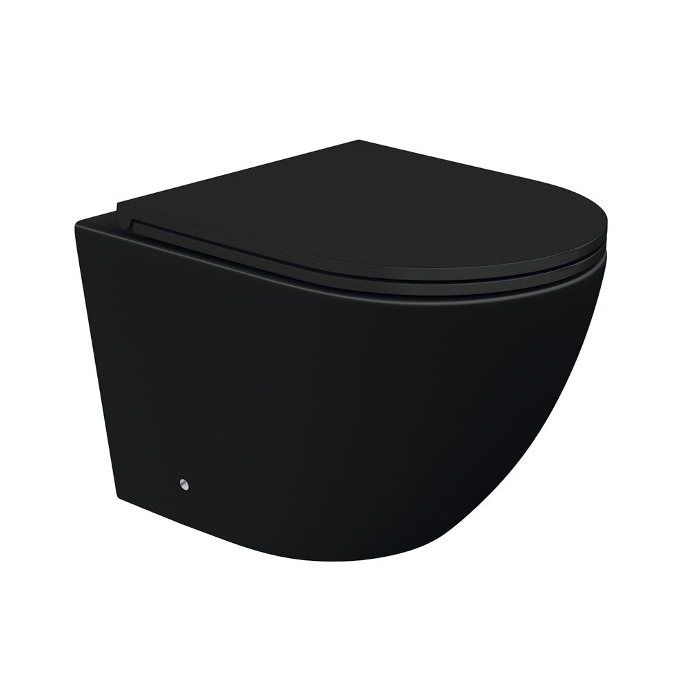 Fienza Koko Wall Hung Toilet Suite w/ Viega V-04 Under Counter Cistern (No Button) Matte Black K2376MB-V4