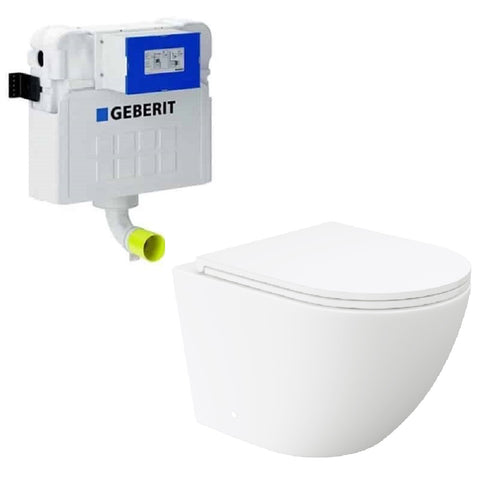 Fienza Koko Tornado Wall Hung Toilet Suite w/ Geberit Kappa Under Counter Cistern (No Button) Matte White K2376MW-GK