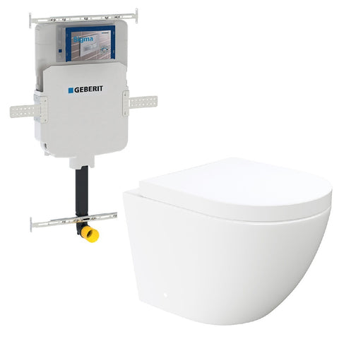 Fienza Koko Tornado Wall Hung Toilet Suite w/ Geberit Sigma Cistern (No Button) Gloss White K2376W-GE