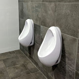 Fienza Isabella Wall Hung Twin Stall Urinal Kit w/ Zip Flushmaster Gloss White K3040Z-2