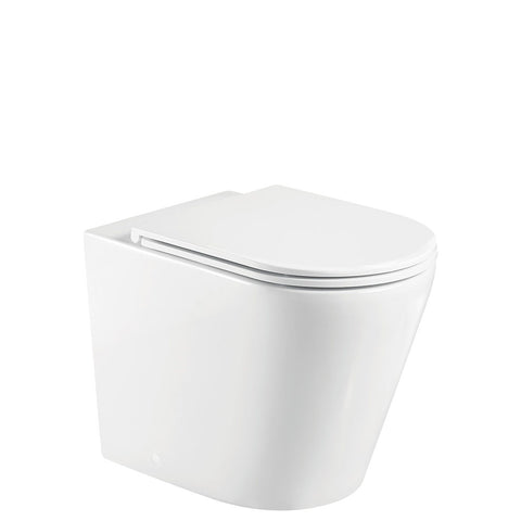 Fienza Aluca Tornado Wall Faced Toilet Suite Slim Seat (P Trap) w/ Geberit Kappa Under Counter Cistern (No Button) Gloss White K315-GK-2