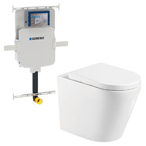 Fienza Aluca Tornado Wall Faced Toilet Suite (P Trap) w/ Geberit Sigma In Wall Cistern (No Button) Gloss White K315-GE