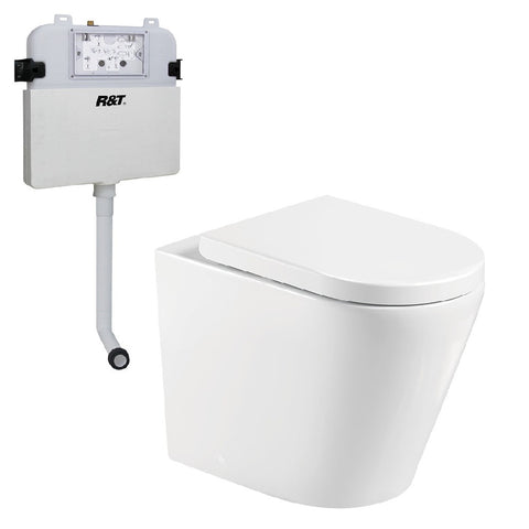 Fienza Aluca Tornado Wall Faced Toilet Suite (S Trap) w/ R&T In Wall Cistern (No Button) Gloss White K315A-R&T