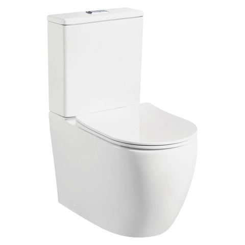 Fienza Hana Back to Wall Toilet Suite w/ Slim Seat (S Trap) 160-230 Gloss White K8381B