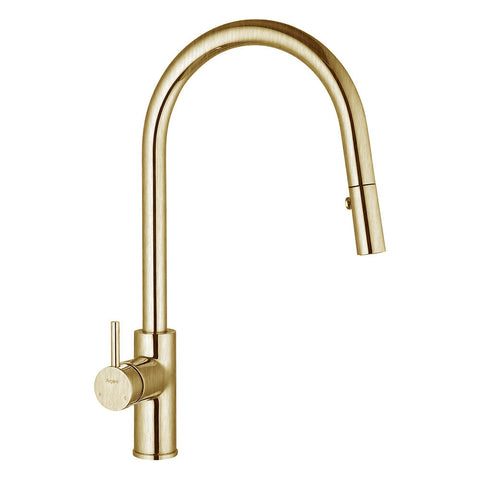 Argent Grace Gooseneck Kitchen Mixer Pull Out Spray Brushed Gold KM422889BG