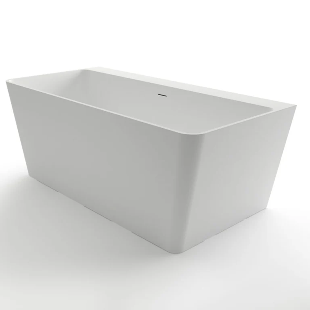Kaskade Pure Rectangular Freestanding Stone Bath 1600mm Matte White KR01-1600