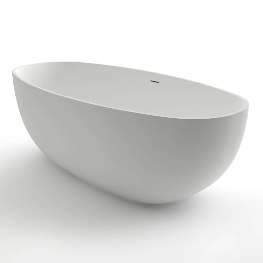 Kaskade Pure Freestanding Oval Stone Bath 1800mm Matte White KR03-1800