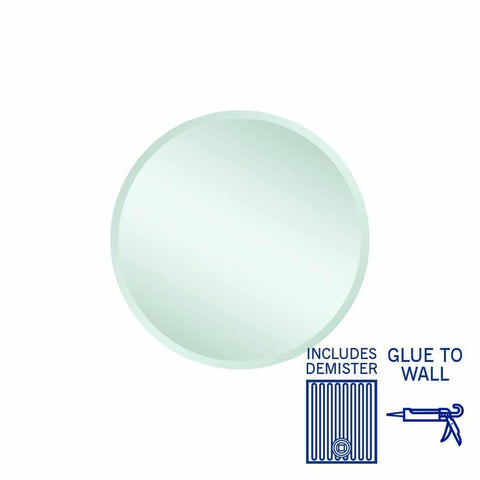 Thermogroup Kent 18mm Bevel Round Mirror - 500mm dia Glue-to-Wall and Demister KR5050GTD