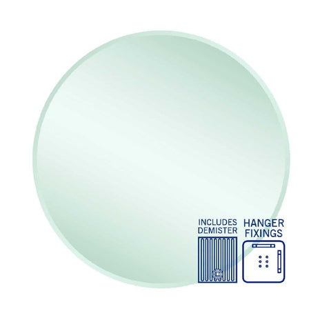 Thermogroup Kent 18mm Bevel Round Mirror - 900mm dia with Hangers and Demister KR9090HND