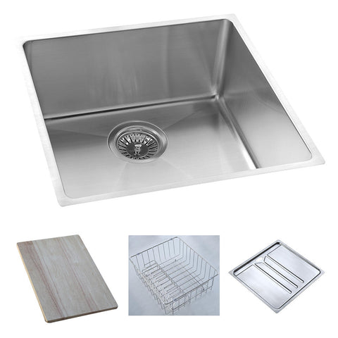 Argent Executive Chef Sink Single Bowl 440x440mm (No Tap Hole) (Inc. Food Board, Dish Rack & Drainer Tray) Stainless Steel KS2044100FDTB