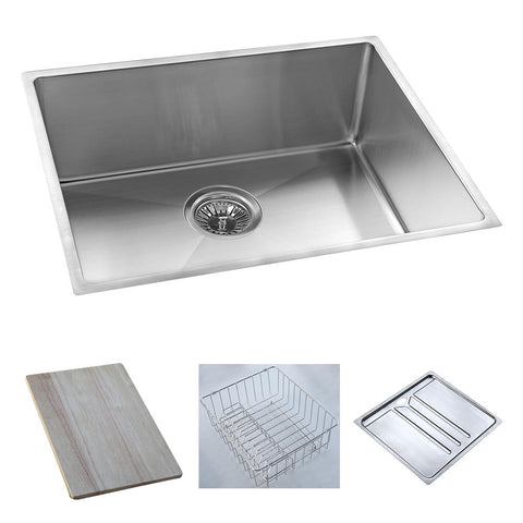 Argent Executive Chef Sink Single Bowl 540x440mm (No Tap Hole) (Inc. Food Board, Dish Rack & Drainer Tray) Stainless Steel KS2054100FDTB