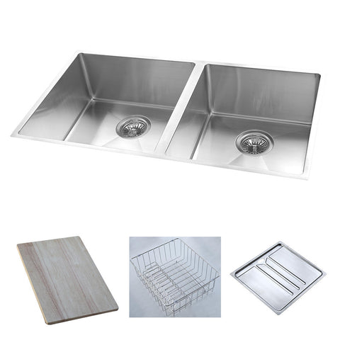 Argent Executive Chef Sink 1 & 3/4 Bowl 810x440mm (No Tap Hole) (Inc. Food Board, Dish Rack & Drainer Tray) Stainless Steel KS2081220FDTB
