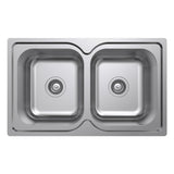 Argent Format Double Bowl Sink 780mm (No Taphole) Stainless Steel KS4082230