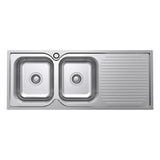 Argent Format Double Bowl Sink 1180mm (Inc Right Hand Drainer) 1 Taphole Stainless Steel KS411822R