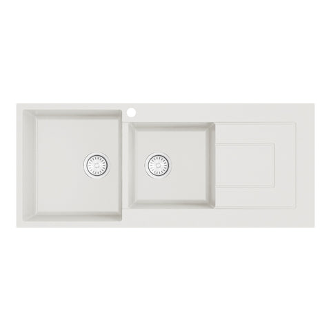 Argent Grace Sink 1& 3/4 Bowl 1160x440mm w/ Right Hand Drainer & 1 Tap Hole White KS5116222RWH