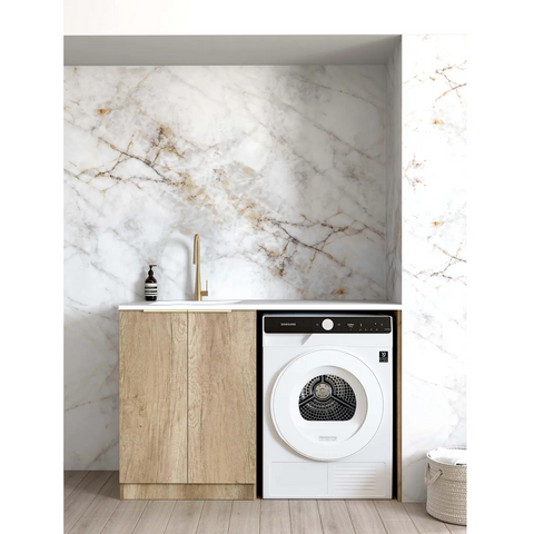 Otti Byron/Bondi Laundry Cabinet 1300mm Natural Oak / Cloudy Carrara Top LA-1300-BYN-CA