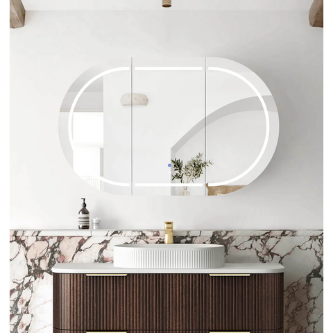 Otti Led Bondi Shaving Cabinet 1200x750mm Premium Edition Sable Walnut LED-BOSV1275SW-VP