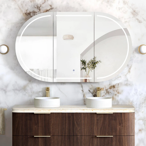 Otti Led Bondi Shaving Cabinet 1500x900mm Premium Edition Sable Walnut LED-BOSV1590SW-VP