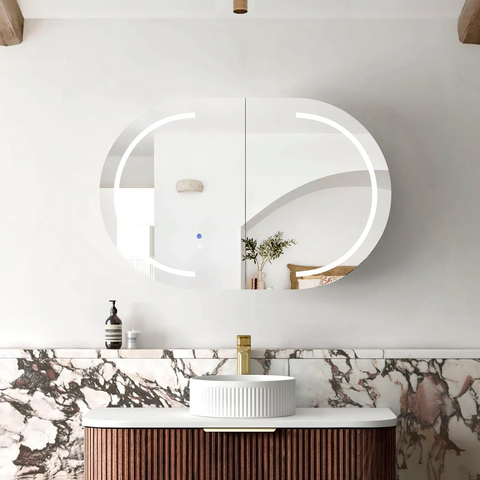 Otti Led Bondi Shaving Cabinet 900x600mm Premium Edition Sable Walnut LED-BOSV9060SW-VP