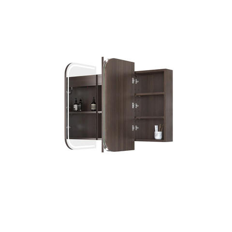 Otti Led Newport Shaving Cabinet 1200x750mm Premium Edition Sable Walnut LED-SSQ1275SW-VP