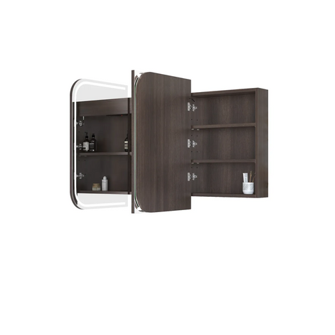 Otti Led Newport Shaving Cabinet 1500x750mm Premium Edition Sable Walnut LED-SSQ1575SW-VP