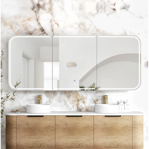 Otti Led Newport Shaving Cabinet 1800x750mm Premium Edition Natural Oak LED-SSQ1875N-VP