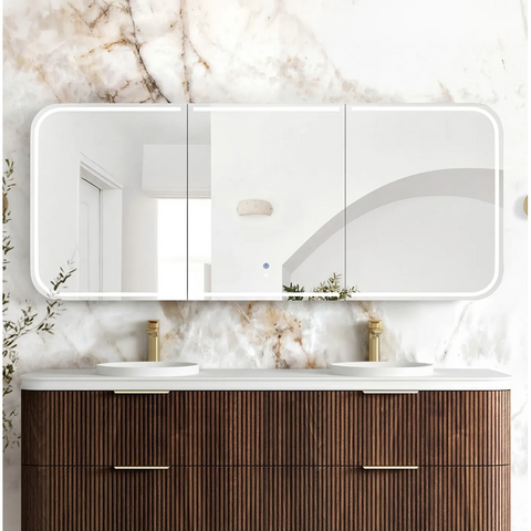 Otti Led Newport Shaving Cabinet 1800x750mm Premium Edition Sable Walnut LED-SSQ1875SW-VP