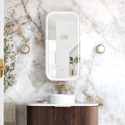 Otti Led Newport Shaving Cabinet 900x450mm Premium Edition Sable Walnut LED-SSQ9045SW-VP