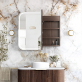 Otti Led Newport Shaving Cabinet 900x750mm Premium Edition Sable Walnut LED-SSQ9075SW-VP