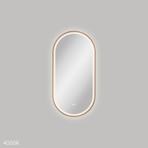 Fienza Empire Led Framed Pill Shaped Mirror 450x900mm Brushed Copper LED4590FPCO