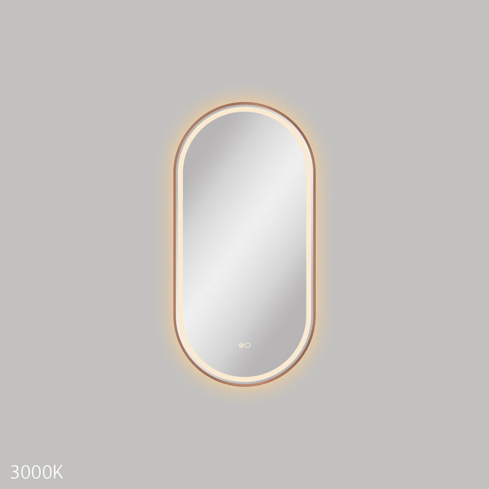 Fienza Empire Led Framed Pill Shaped Mirror 450x900mm Brushed Copper LED4590FPCO