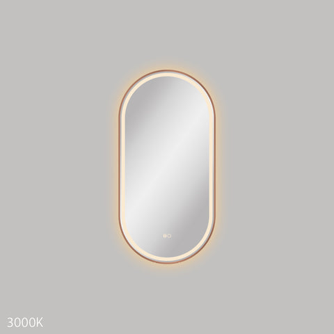 Fienza Empire Led Framed Pill Shaped Mirror 450x900mm Brushed Copper LED4590FPCO
