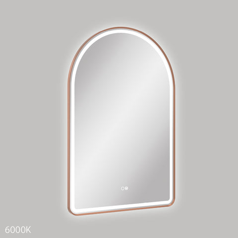 Fienza Valentina Led Framed Arched Mirror 600x900mm Brushed Copper LED6090FACO