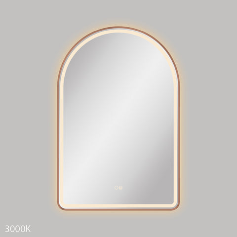 Fienza Valentina Led Framed Arched Mirror 600x900mm Brushed Copper LED6090FACO