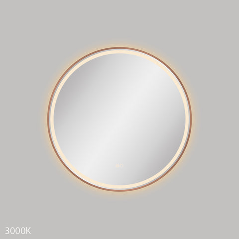 Fienza Reba Led Round Framed Mirror 700mm w/ Dimming Sensor & Demister Brushed Copper LED700FRCO