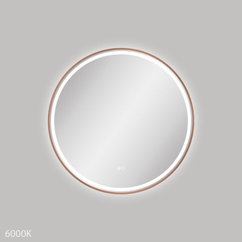 Fienza Reba Led Round Framed Mirror 700mm w/ Dimming Sensor & Demister Brushed Copper LED700FRCO