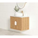 Otti Laguna Wall Hung Vanity 600mm Natural American Oak / Pure White Top LG600NSTUD-PW