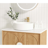 Otti Laguna Wall Hung Vanity 600mm Natural American Oak / Pure White Top LG600NSTUD-PW