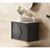 Otti Laguna Wall Hung Vanity 750mm Black American Oak / Pure White Top LG750BSTUD-PW
