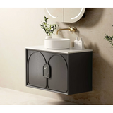 Otti Laguna Wall Hung Vanity 900mm Black American Oak / Matte White Top LG900BSTUD-MW