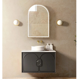 Otti Laguna Wall Hung Vanity 900mm Black American Oak / Matte White Top LG900BSTUD-MW