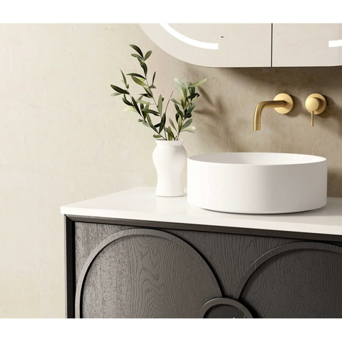 Otti Laguna Wall Hung Vanity 900mm Black American Oak / White Top LG900BCT