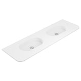 Fienza Lola Curved Vanity Bench Top 1500x460mm (No Taphole) w/ Overflow Double Bowl Top Only Matte White LOL150DMW-0