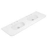 Fienza Lola Curved Vanity Bench Top 1500x460mm (3 Taphole) w/ Overflow Double Bowl Top Only Matte White LOL150DMW-3