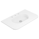 Fienza Lola Curved Vanity Bench Top 750x460mm (3 Taphole) w/ Overflow Single Bowl Top Only Matte White LOL75MW-3