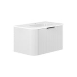 Fienza Lola Curved Wall Hung Vanity 750mm (No Taphole) 1 Drawer Satin White LOL75UW-0