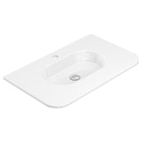 Fienza Lola Curved Vanity Bench Top 750x460mm (1 Taphole) w/ Overflow Single Bowl Top Only Gloss White LOL75