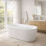 Amelie Deauville 1700 Fluted Freestanding Bath 1700x800x580mm (Matte White) BDO1700FBFLMW