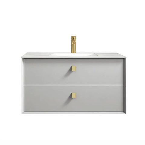 Otti Boston Wall Hung Vanity 900mm Light Grey / White Top BS900LGCT